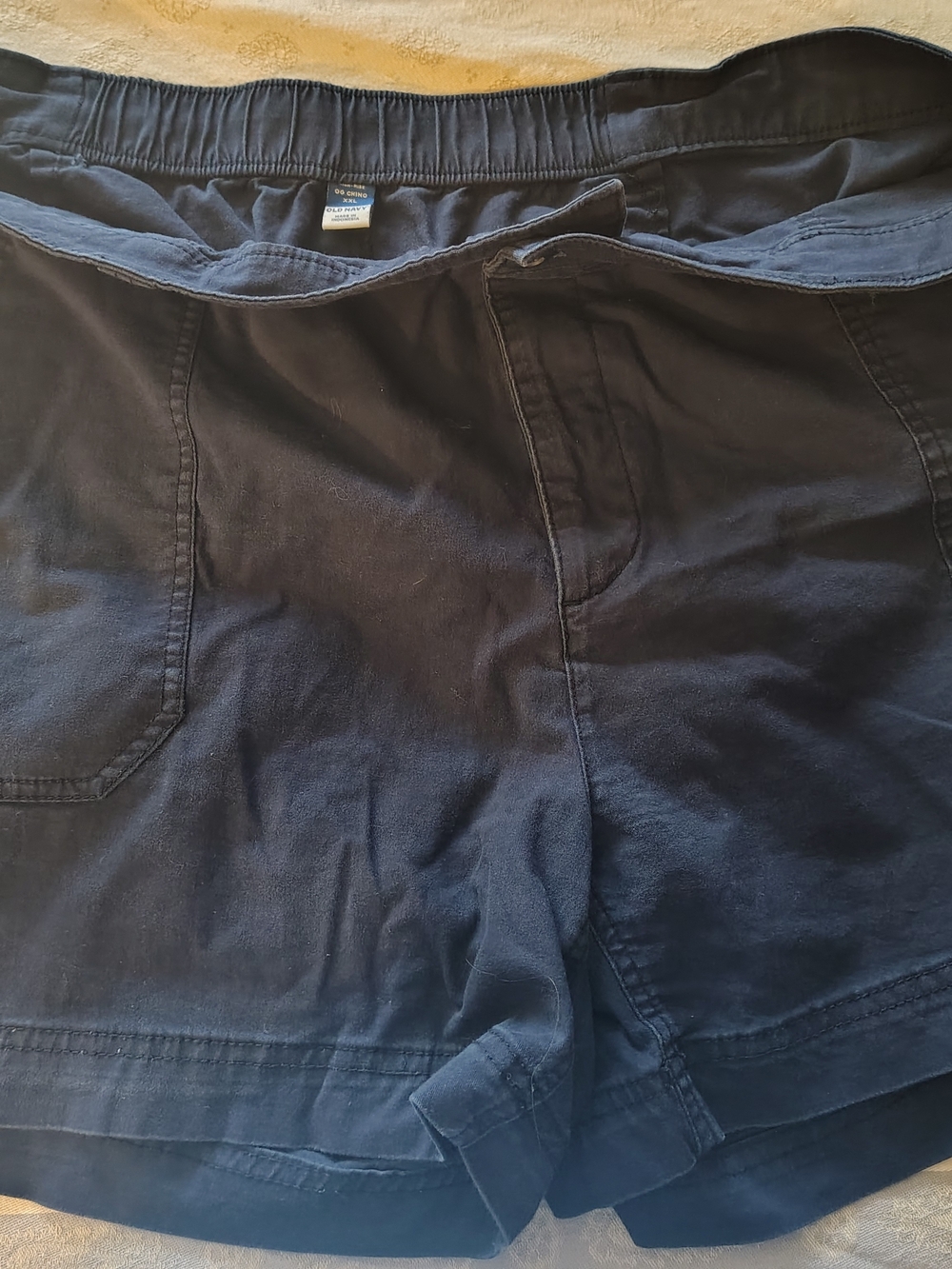 Casual Navy Elastic Waist Shorts